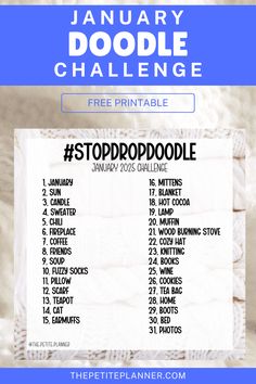 the january doodle challenge is here and it's free printable stoppopoodle