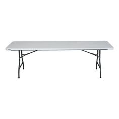 a white table with black legs on a white background