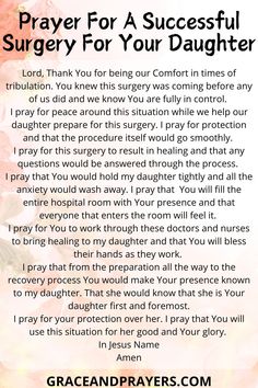 prayer for a successful surgery for your daughter