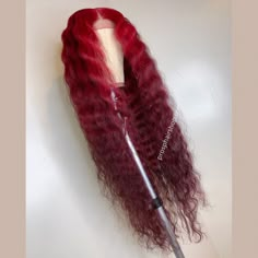 Peruvian Hair Scarlet Red Color Deep Wave Lace Front Styled Wigs - Prosp Hair Shop Dark Red Ombre, Scarlet Red Color, Deep Wave Lace Front Wig, Lux Hair, Hair Tape, Female Hair, Deep Wave Hairstyles, Red Ombre, Hair Shop