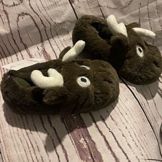 Size 9-10 Large Moose Slippers, Dinosaur Slippers, Monster Slippers, Elf Slippers, Unicorn Slippers, Boys Slippers, Christmas Slippers, Bear Slippers