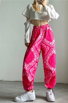 High Waist BOHO Printing Pattern Loose Sweatpants – Tomscloth Pink Baggy Ankle-length Pants, Baggy Ankle-length Pink Pants, Casual Printed Straight Leg Bottoms, Casual Baggy Printed Bottoms, Baggy Printed Pants For Spring, Trendy Printed Relaxed Fit Pants, Trendy Relaxed Fit Printed Pants, Trendy Printed Pants With Relaxed Fit, Non-stretch Casual Printed Pants