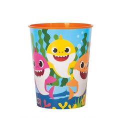 a cup with an image of two sharks on it