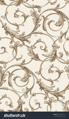 an old fashioned wallpaper pattern with scrolls and flowers on it royalty photo - art illustration