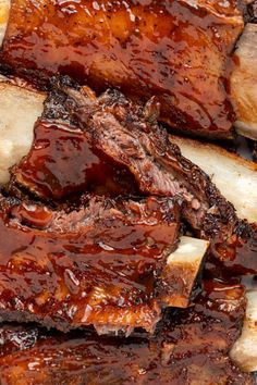 barbecue ribs with bbq sauce on top