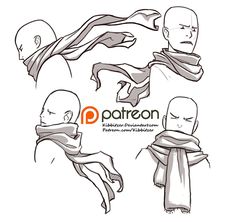 some drawings of different heads and scarfs