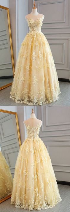 High Quality Lace Yellow Long Party Gown, A-line Evening Dress – BeautyDressy Yellow Quince, Teen Prom, Yellow Evening Dresses, Long Party Gowns, Yellow Prom, Halter Evening Dress, Dresses Yellow, Cheap Prom Dresses Long, Fancy Fashion