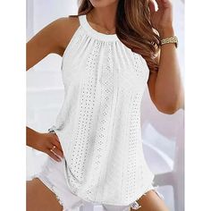 Season:Summer; Sleeve Length:Short Sleeve; Gender:Women's; Style:Bohemia,Beach; Tops Type:Lace Shirt,Boho Shirt; Occasion:Daily,Vacation; Design:Lace; Neckline:Crew Neck; Front page:FF; Listing Date:04/12/2024 Sleeveless Stretch Tank Top For Summer, Stretch Sleeveless Tank Top For Summer, Solid Halter Neck Tank Top For Summer, Sleeveless Stretch Tops For Summer, Summer Stretch Tank Top, Summer Stretch Sleeveless Tank Top, Sleeveless Tank Top For Summer, Summer Halter Neck Stretch Tank Top, Summer Stretch Halter Neck Tank Top