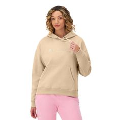 Amp up your athletic style with this Women's Champion Powerblend Hoodie.Click on this WOMEN'S GUIDE to find the perfect fit and more! Amp up your athletic style with this Women's Champion Powerblend Hoodie.Click on this WOMEN'S GUIDE to find the perfect fit and more! TECHNOLOGIES & FEATURES Running, training & leisure Fleece constructionRibbed cuff and waistband Front kanga pocket Jersey lined attached hood Reduced shrink Reduced pill Signature stripe twill tape at back neckIconic 'C' patch at left wrist 24 3/4' front body lengthFIT & SIZING Midrise sits above the hip Loose fit LightweightFABRIC & CARE Polyester, cotton Machine wash Imported Size: X Small. Color: Champagne Frost. Gender: female. Age Group: adult. Champion Shorts, Athletic Style, Running Training, Laid Back Style, Athletic Fashion, Pant Shirt, Hooded Pullover, Fleece Hoodie, Long Sleeve Hoodie