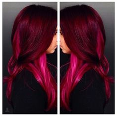 Red Pink Hair, Adorable Hairstyles, Red Violet Hair, Exotic Hairstyles, Purple Ombre Hair, Violet Hair, Fun Hair