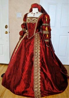 French Tudor dress Gaun Abad Pertengahan, Medieval Gown, Fest Outfits, Custom Gown, Old Dresses