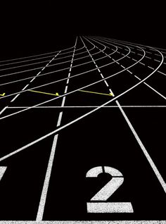 an image of a running track with the number two on it in white and yellow