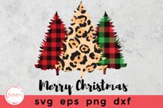 a christmas tree with leopard print on it and the words merry christmas svg eps png