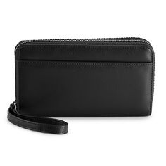 Stay organized on-the-go with this Elowen Double Zip RFID-Blocking Wristlet. Stay organized on-the-go with this Elowen Double Zip RFID-Blocking Wristlet. DETAILS Wristlet 4.5"H x 7.5"W x 1.5"D 6-in. removable wrist strap Zipper closure Silver-tone hardware Interior: 3 pockets, 12 card slots RFID-blocking technology safeguards credit & debit cards from unauthorized scanningCONSTRUCTION & CARE Manmade body, polyester backing Nylon lining Spot clean Imported Size: One Size. Color: Black. Gender: fe Modern Travel Wristlet Clutch, Black Wristlet With Card Slots For Daily Use, Black Rectangular Wristlet With Card Slots, Black Wristlet With Card Slots For Everyday Use, Black Travel Wristlet With Cell Phone Pocket, Travel Black Wristlet With Cell Phone Pocket, Black Wristlet With Cell Phone Pocket For Everyday, Black Adjustable Wristlet For Everyday Use, Adjustable Black Wristlet For Everyday Use