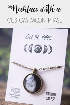 Custom moon phase necklace, custom birth moon, personalized necklace, moon necklace, personalized jewelry, personalized gift, custom jewelry Moon Shaped Necklace With Moon Print For Gift, Moon Print Moon Shaped Necklace For Gift, Moon Print Moon Shaped Necklace Gift, Moon Print Moon-shaped Necklace Gift, Half Moon Jewelry With Moon Print For Gift, Moon Print Necklace Perfect For Gifts, Vintage Moon Shaped Necklace For Gift, Vintage Moon-shaped Necklace For Gift, Moon Phase Jewelry For Mother's Day