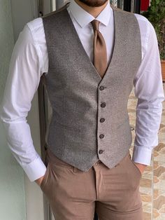 Vest Coat For Men, Wool Waistcoat, Waistcoat Men, Beige Vest, Suits Clothing, Suede Coat, Vest Coat, Tailored Dress, Vest Shirt