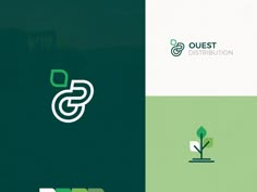 the logo for quest distribution is shown in two different colors and font options, including green