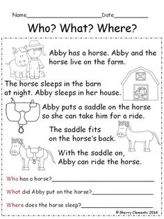 a worksheet for children to learn how to read the horse and farm animals