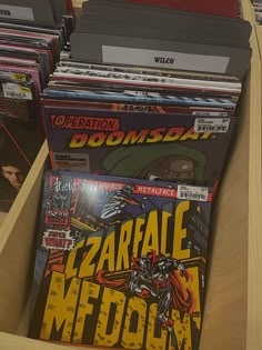 there are many comics on display in the store