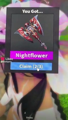 an image of a video game character with the caption nightflower claim 2 3