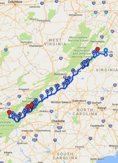 a map showing the route from charlotte to north carolina and where you can take it