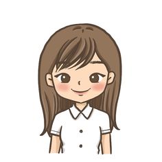 a girl with long brown hair wearing a white shirt