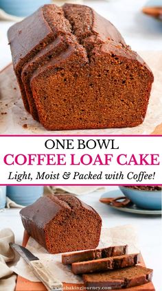 one bowl coffee loaf cake light, moist & packed with coffee