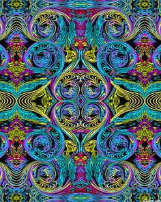 an abstract design with blue, yellow and pink colors