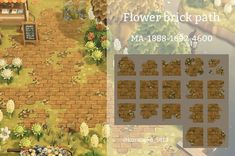 the flower brick path is shown in this screenshot from the game, which features several different types of flowers