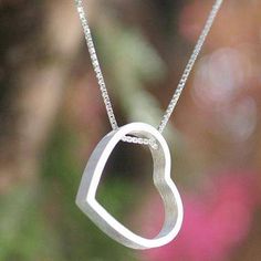 Fair Trade Sterling Silver Pendant Necklace - Modern Heart | NOVICA Handmade Silver Jewellery, Modern Heart, Silver Heart Ring, Sterling Silver Heart Pendant, Heart Shaped Necklace, Sterling Silver Rings Bands, Silver Heart Pendant, Valentines Necklace, Modern Necklaces