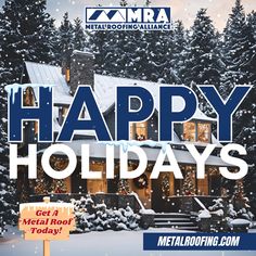 a poster for the metal roofing company happy holidays