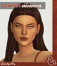 an animated image of a woman's face with the caption scarlet skinblend