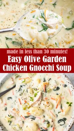 chicken gnocchi soup is made in less than 30 minutes