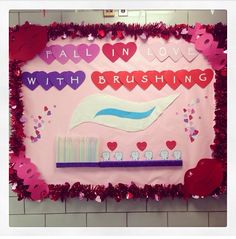 February dental board Dental Health Bulletin Board Ideas, Cavity Free Club Ideas, Dental Valentines Day, Valentines Dental, Office Bulletin Board Ideas, Dental Decor, School Clinic, Nurse Bulletin Board, Dental Christmas