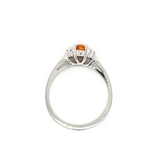 This beautiful 14K white gold ring brings all of the attention to its centerpiece, a 4mm round-cut citrine. The citrine is highlighted by a brilliant round-cut diamond on each side. 14K White Gold Citrine: Round-cut, 4x4mm Diamond: 2 Round-cut Finger Size: 6.75 Citrine Birthstone, Detailed Ring, Citrine Ring, 14k White Gold Ring, White Gold Ring, Round Cut Diamond, White Gold Rings, Gold Ring, Citrine