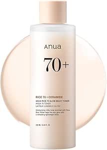 ANUA Rice 70 Glow Milky Toner, for Glass Skin and Brightening, Rice Water, Niacinamide, Ceramides, Panthenol, Fragrance-Free, Non comodogenic, Fungal Acne Safe, Korean Skin Care, 250ml/8.45fl.oz. Milky Toner, Fungal Acne, Pharmacy Books, Rice Water, Toner For Face