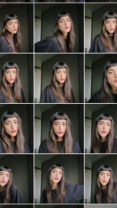 Baby Bangs Small Forehead, Long Hair With Baby Bangs, Mini Bangs Long Hair, Short Fringe Long Hair, Long Hair Short Bangs, Long Hair Baby Bangs, Short Bangs Long Hair, Grunge Bangs, Baby Bangs Long Hair