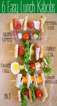 an easy lunch kabobs recipe is shown here