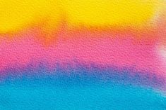 an abstract painting with blue, yellow and pink colors