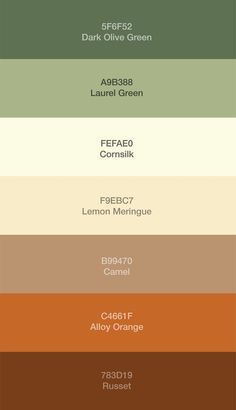 the color scheme for different shades of green and brown