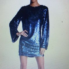 Nwot - Keepsake The Label - Mountain Sound Blue Sequin Mini Dress - Eye-Catching Sequins Light Up This Shift Dress That’s Party-Read With Bell Sleeves And A Deep V Tie Back Boatneck Bell Sleeves All Over Sequin Construction Back Neck Toe Deep V Back Fully Lined - Black Slips Over Head - Easy On And Off Size - Small Color - Blue (S) - The Photo That Shows The True Color Is Pic 1 - 3 And Pic 9 It Is A Gorgeous Blue With A Black Sateen Liner And Back Tie Purchased For A Wedding - Sadly That Did Not Blue Glamorous Winter Dresses, Blue Sequined Dresses For Holiday Party, Blue Sequin Dress For Holiday Party, Blue Long Sleeve Mini Dress For Holiday, Blue Winter Cocktail Dress, Chic Blue Dress For Holiday Party, Blue Sequin Dress For Fall, Blue Mini Dress For Night Out And Holiday, Blue Mini Dress For Holiday Night Out