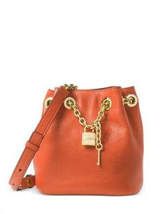 Michael Kors Luggage, Sparkly Purse, Michael Kors Designer, Statement Handbag, Mini Bucket Bags, Money Bag, Orange Leather, Leather Messenger Bag, Cute Bags