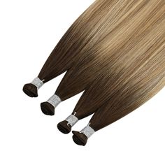 Sunny Hand Tied Weft Extension The term "hand-tied" pertains to the method of crafting hair extensions. Hand-tied wefts are created by individually fastening hair onto the extension base and securing it in place by hand-knotting. This technique results in an exceptionally robust yet significantly finer weft. Consequently, this type of weft is highly suitable for individuals with thin hair. >Description of Hand Tied Weft Extensions< Sunny Hair Hand Tied Weft Extensions Quantity 14''-18'': 10 g/bu Hair Balayage Brown, Hair Length Guide, Virgin Hair Color, Hair Description, Sunny Hair, Balayage Brown, Weft Extensions, Hand Tied Wefts, Brown With Blonde Highlights