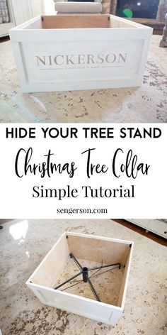 a christmas tree collar with the words hide your tree stand on it and an image of a