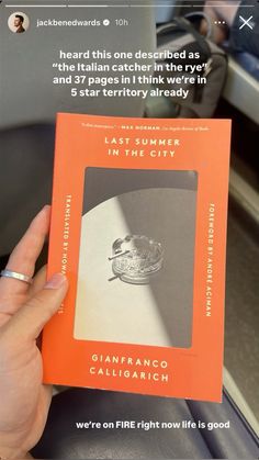 someone is holding up a copy of the last summer in the city by giafranco calligari