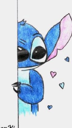 a drawing of stitchy holding on to a pole