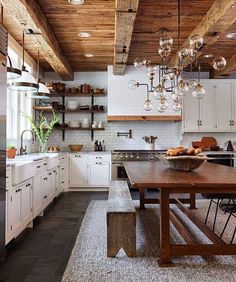 the kitchen is clean and ready to be used for cooking or dining, while still in use