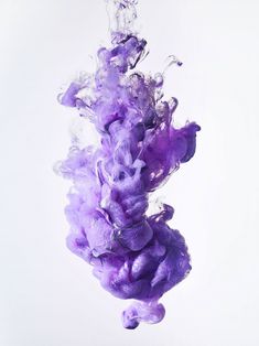 purple ink floating in water against a white background