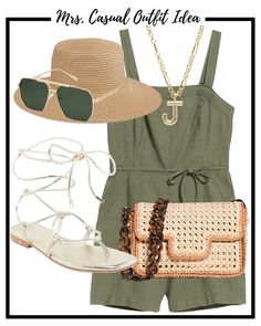 Boho Outfits Summer, Olive Romper, Vacation Outfits Women, Sunglasses Outfit, Swimsuits Outfits, Travel Outfit Summer, Live Fashion, Lace Up Sandals