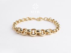 This Chain & Link Bracelets item is sold by ALTAYJEWELERY. Ships from Turkey. Listed on Jun 2, 2023 Luxury Gold Link Bracelet With Rolo Chain, Luxury Gold-tone Round Chain Bracelet, Luxury Gold Rolo Chain Bracelet With Oval Links, Main Idea, White Gold Bracelet, Unisex Bracelets, String Bracelet, Chain Gold, Gift For Girlfriend